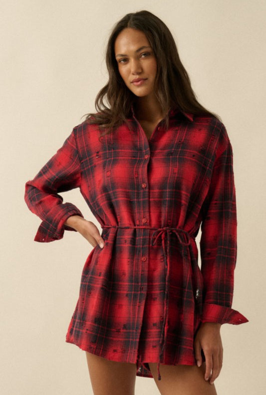 Cody Plaid Flannel Romper Dress