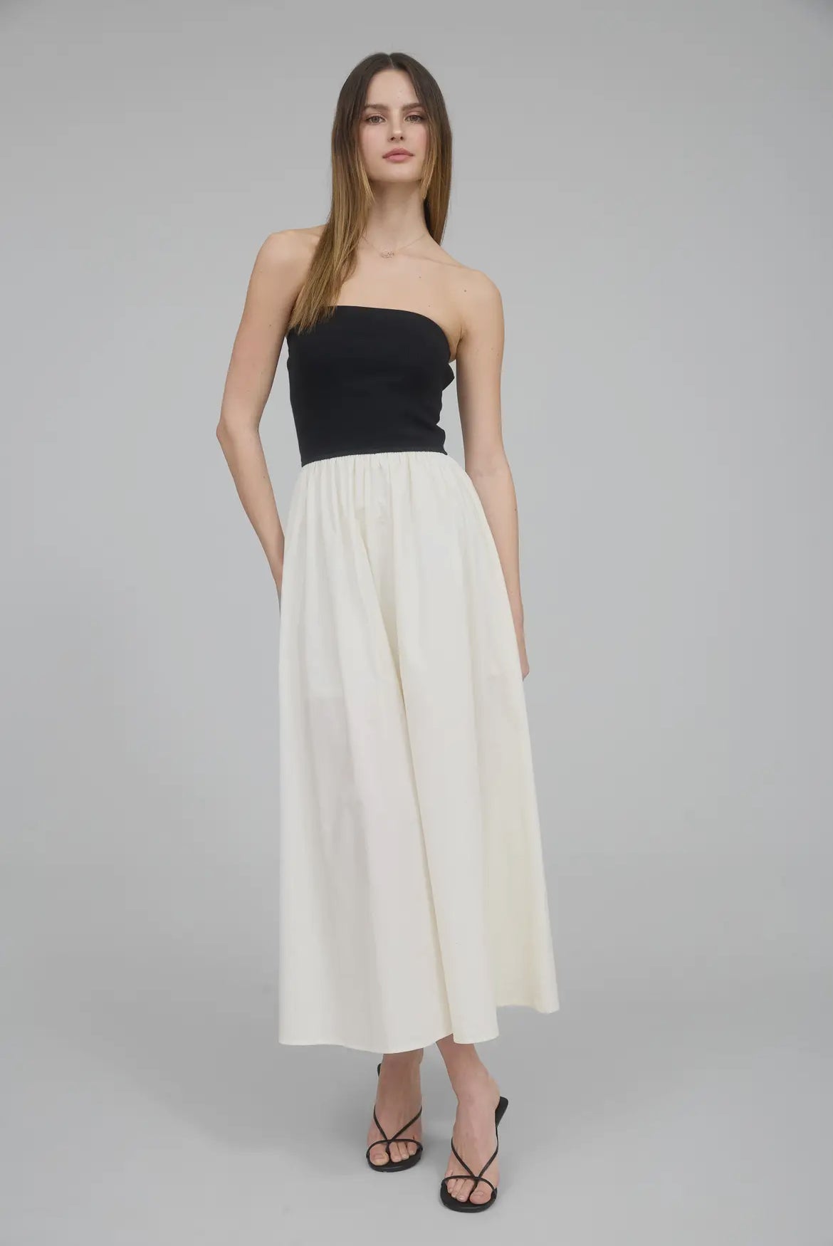 Strapless Mixed Media Dress