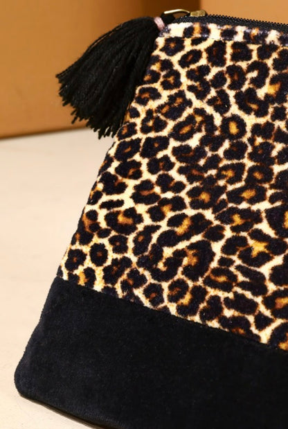 Velvet Leopard Clutch