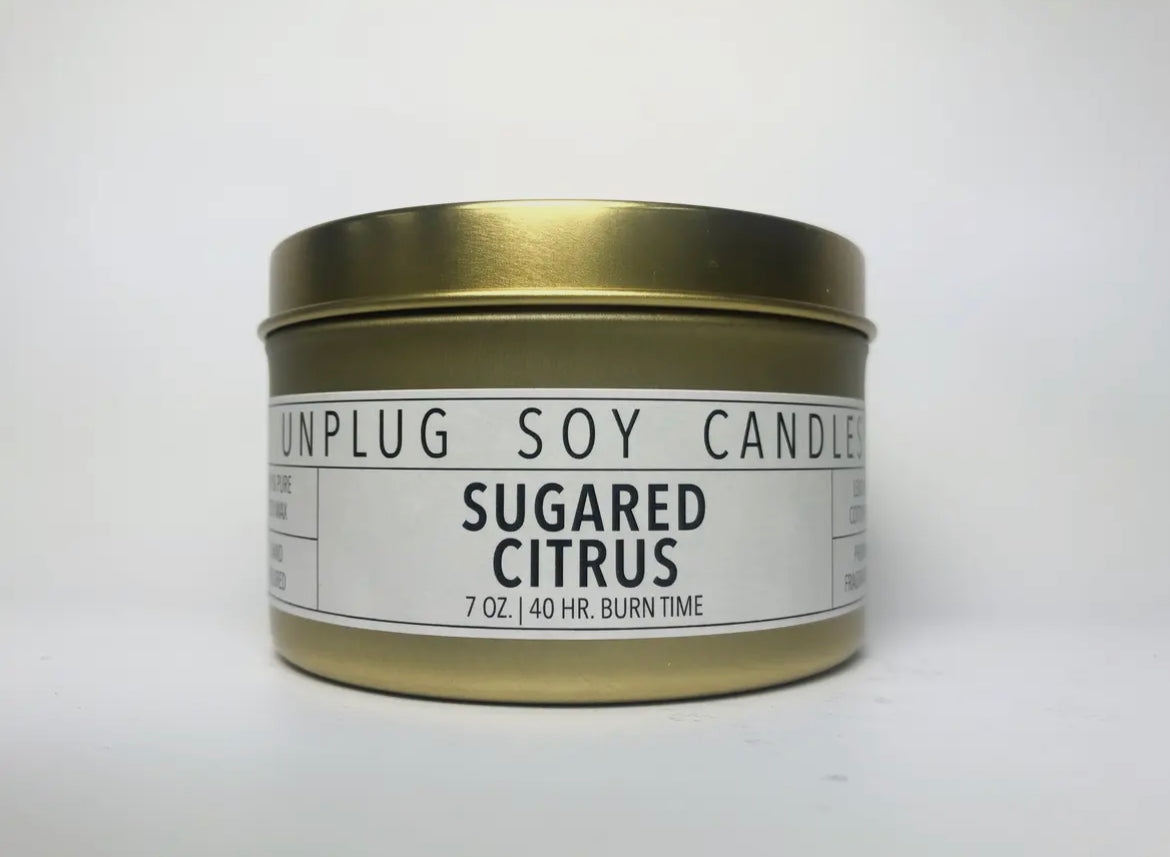 Unplug Gold Tin Soy Candles