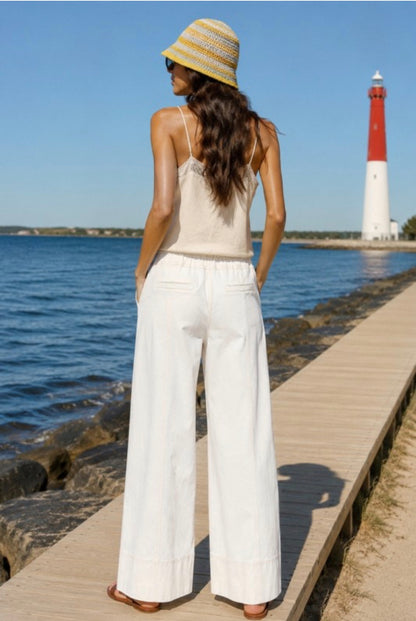 Wide Leg Stitch Detail Pants