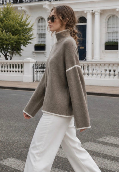 Vail Contrast Trim Mock Sweater PREORDER