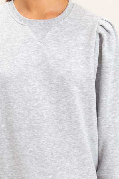 Puff Sleeve Crew Neck Sweatshirt